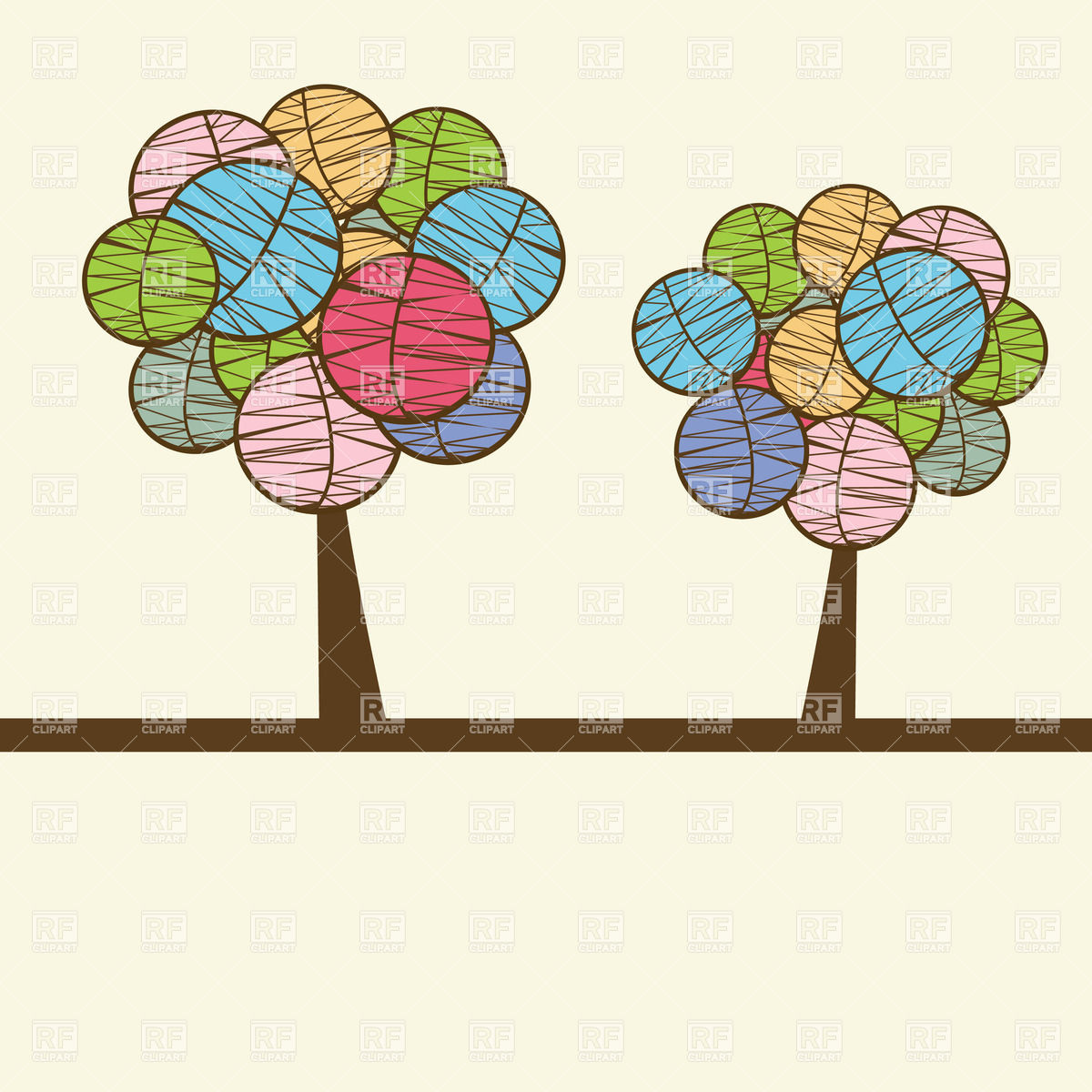 Beautiful Stylized Spring Tree Download Royalty Free Vector Clipart