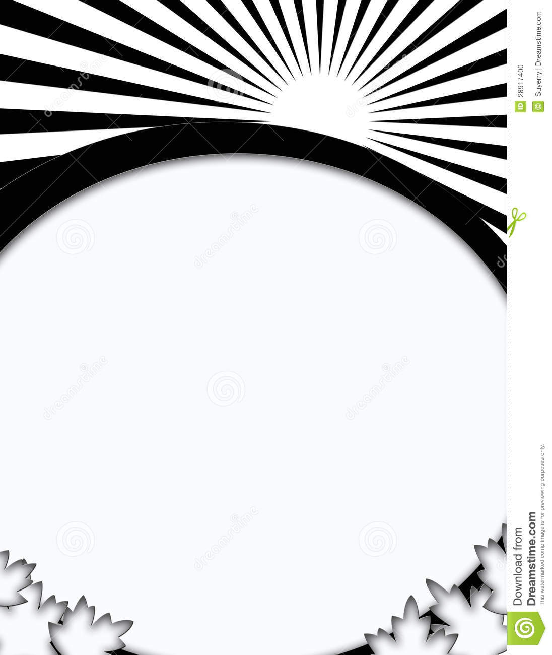 Black And White Sunrise Design With White Blank Center As Black