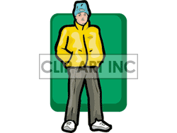 Boy In A Yellow Jacket With His Hands In His Pockets Wearing A Blue
