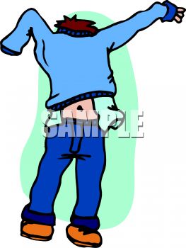 Boy Putting On A Sweater   Royalty Free Clip Art Image