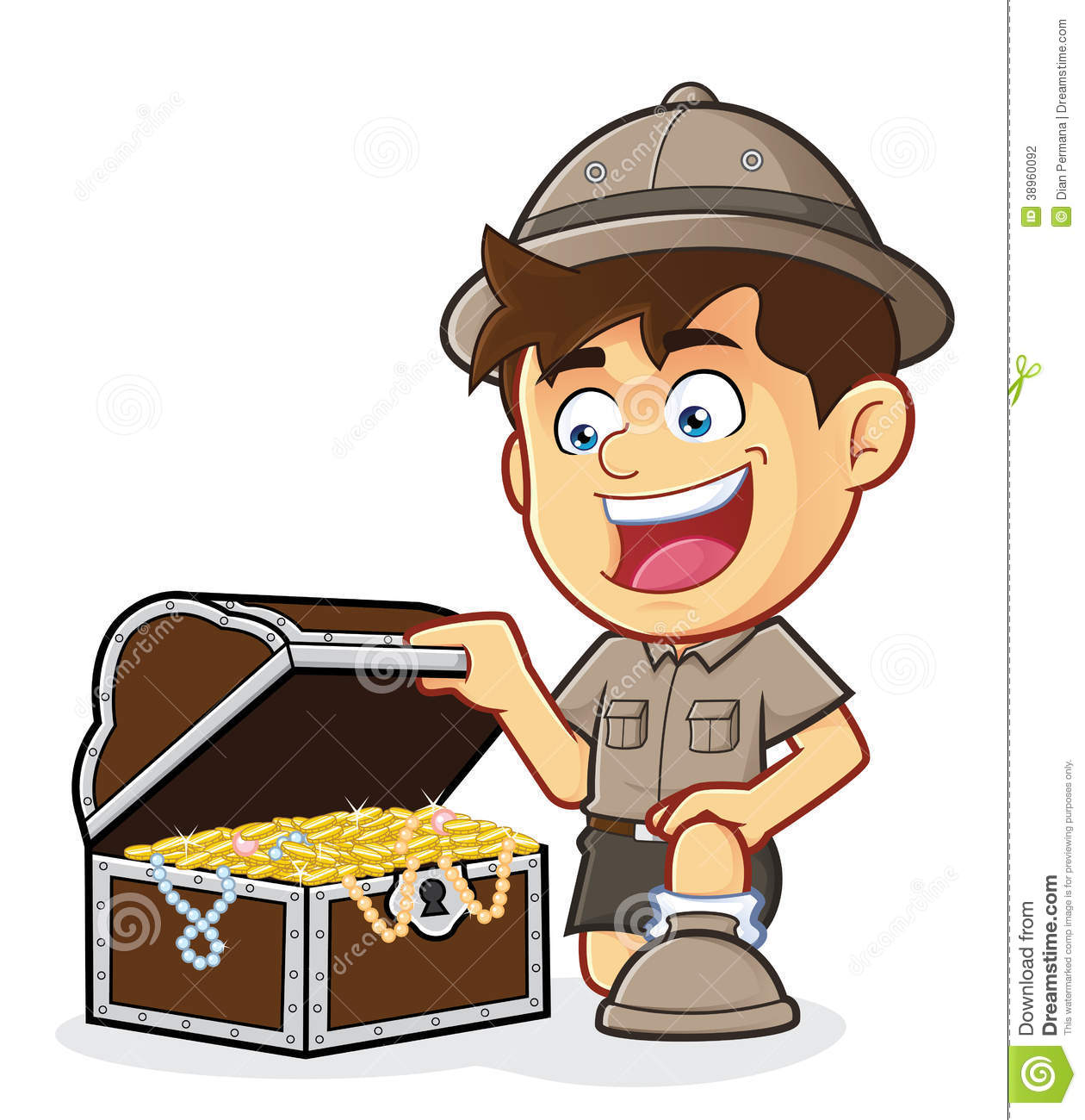 Boy Scout Or Explorer Boy With A Treasure Chest Stock Vector   Image