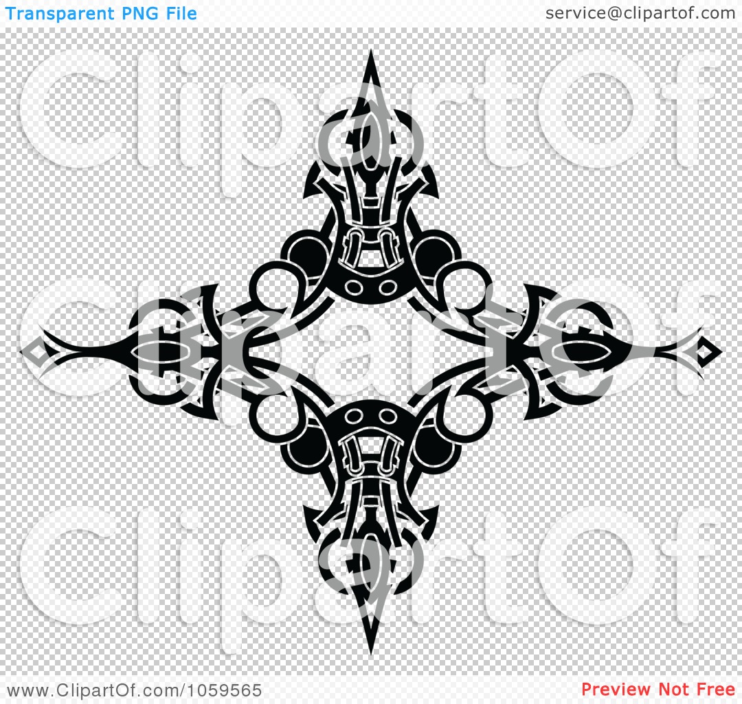 Clip Art Illustration Of A Black And White Tribal Arm Band Tattoo