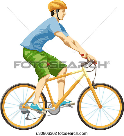 Clip Art   Man On Bicycle  Fotosearch   Search Clipart Illustration