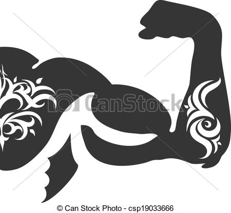 Clip Art Vector Of Muscular Arm And Tattoo   Muscular Arm And Tattoo