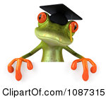 Clipart 3d Green Springer Frog Graduate Holding A Sign Royalty Free