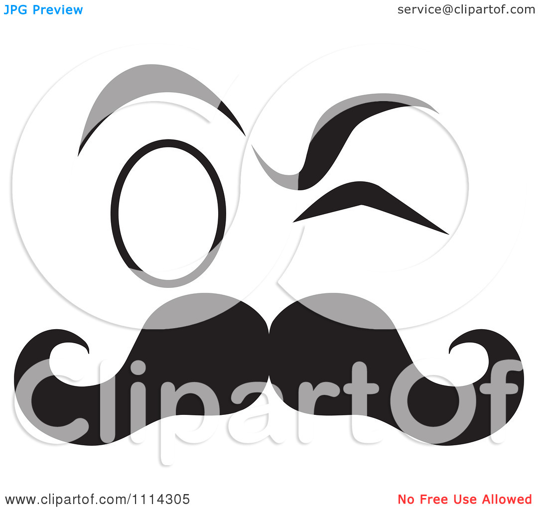 Clipart Black And White Mustache With A Winking Eye And Monocle    