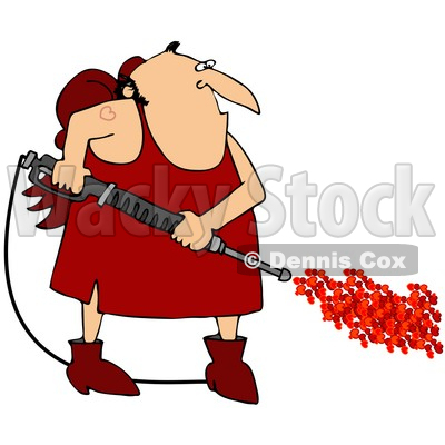 Clipart Illustration Of A Chubby Cupid Man With A Red Heart Tattoo On