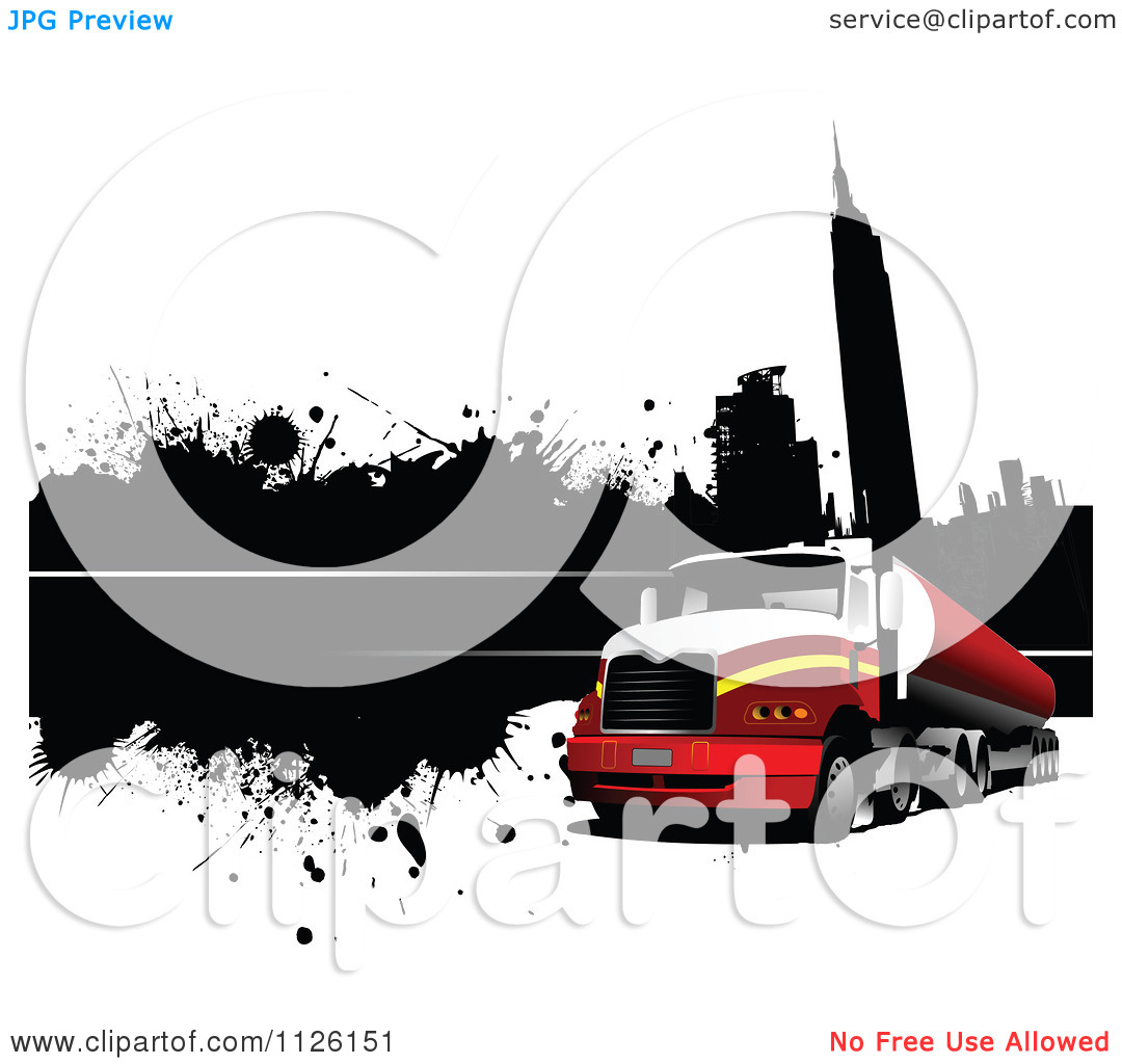 Clipart Of A Grungy Urban Big Rig Trucking Background 1   Royalty Free
