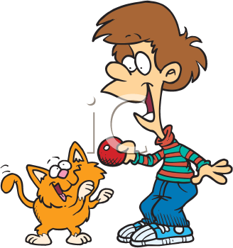 Clipart Picture Of A Boy Playing With A Cat