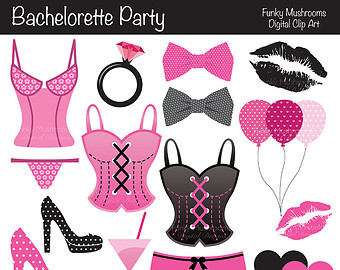 Digital Clipart   Bachelorette Part Y Pink Black For Scrapbooking