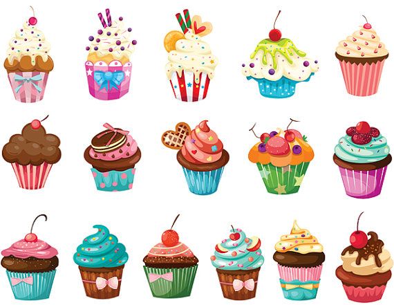 Digital Cupcake Clip Art Colorful Cute Sweet Cake Clipart Digit