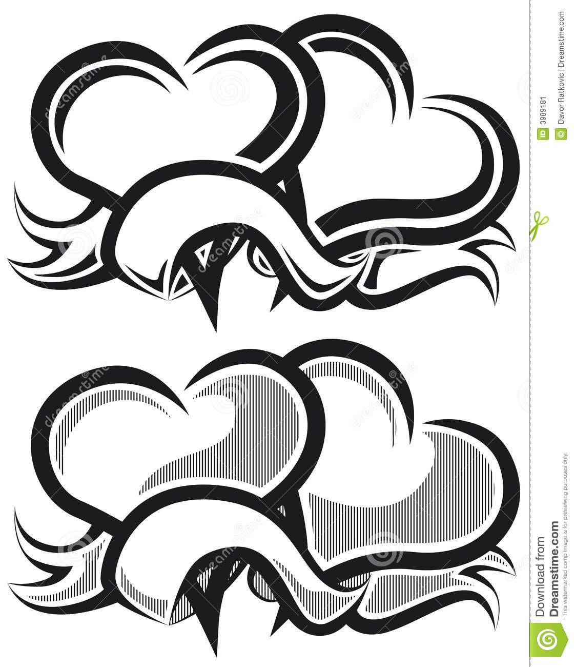 Double Heart Clipart Black And White Two Hearts Clipart Black