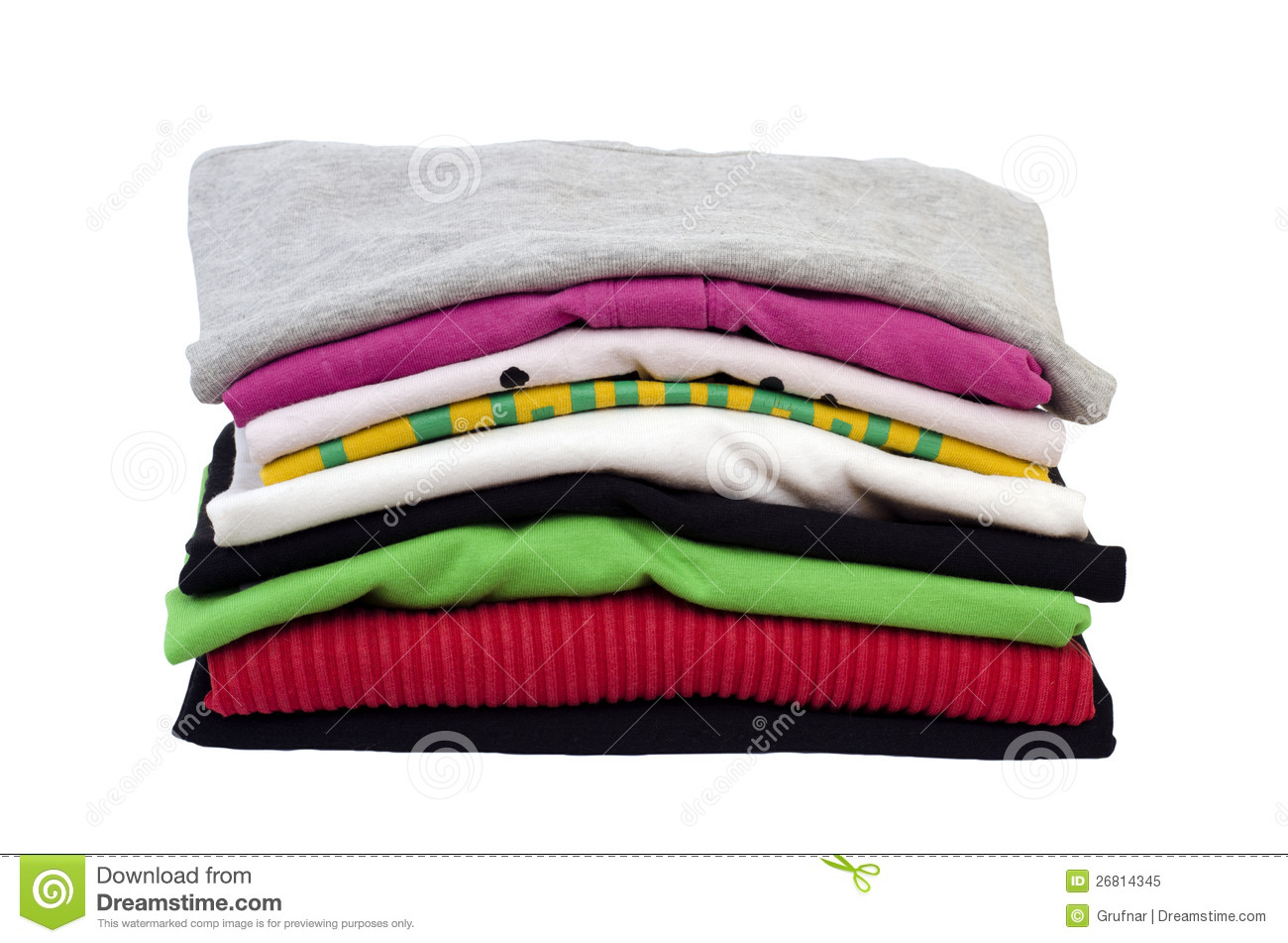 Folded Clothes Isolated On White Royalty Free Stock Photo   Image    