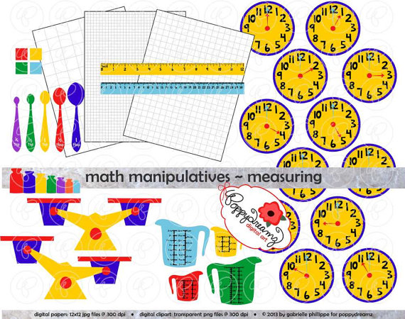 Math Manipulatives Measuring Clipart Mega Set    300 Dpi  School