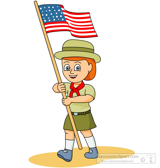 Outdoors   Girl Scout Holding A Flag Clipart   Classroom Clipart