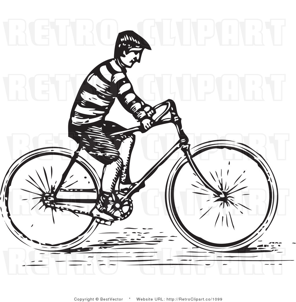 Retro Vector Clip Art Of A Man Riding A Bicycle By Bestvector    1099