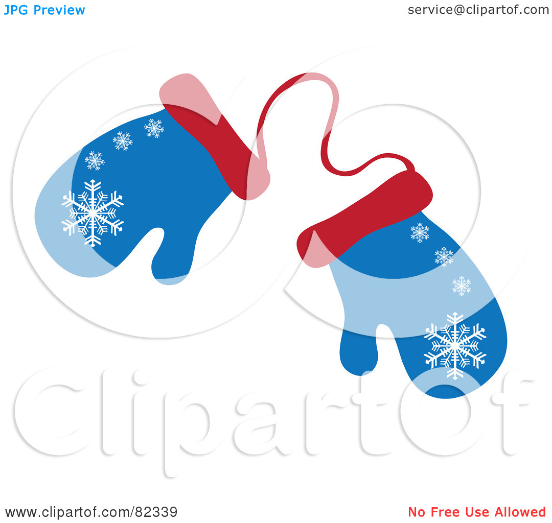 Rf  Clipart Illustration Of A Pair Of Blue And Red Winter Mittens