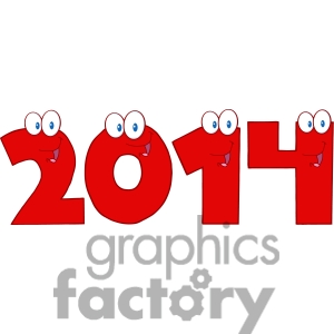 Royalty Free Clip Art 2014 New Year Red Numbers Cartoon Characters