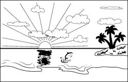 Sunrise Clipart Black And White Black And White Tropical
