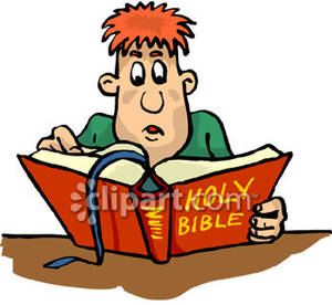 Teenage Boy Studying The Bible   Royalty Free Clipart Picture
