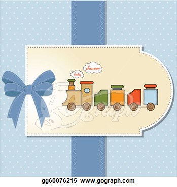 Vector Stock   Baby Shower Card With Toy Train  Stock Clip Art