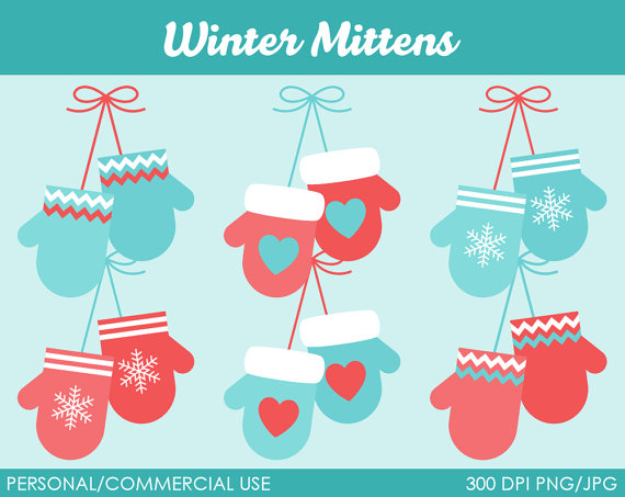 Winter Mittens Clipart   Digital Clip Art Graphics For Personal Or