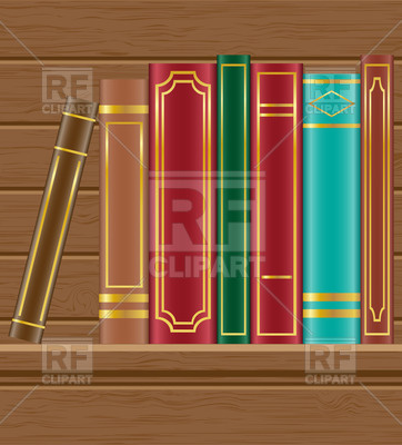 Books On Wooden Shelf Download Royalty Free Vector Clipart  Eps 