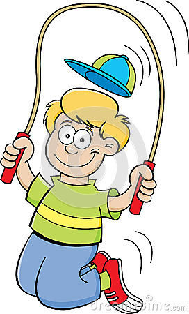 Cartoon Illustration Of A Boy Jumping Rope