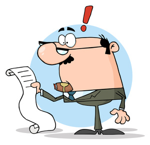 Clipart Illustration Of A Businessman Reading A List With A Surprised