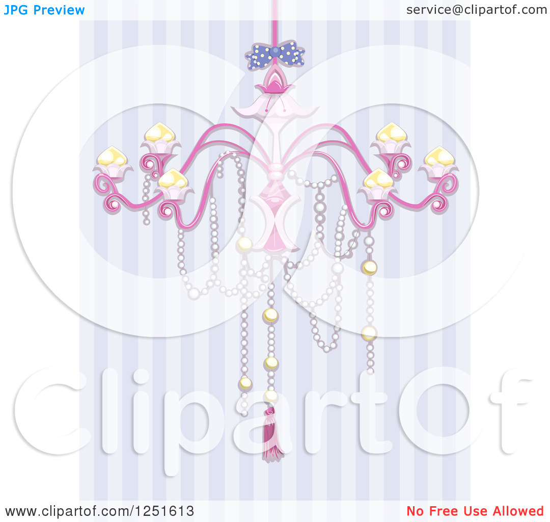 Clipart Of A Shabby Chic Chandelier Over Purple Stripes   Royalty Free    