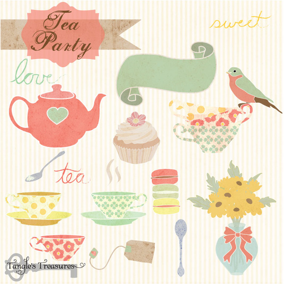 Creativemarket Tea Party Digital Clipart 5688
