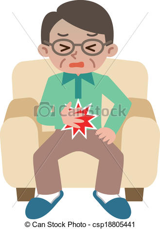 Eps Vector Of Senior Man Suffering From Abdominal Pain Csp18805441
