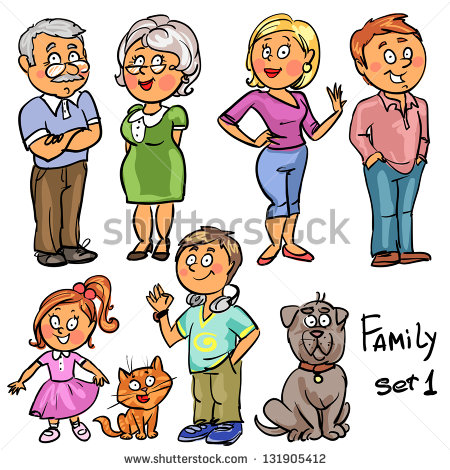 Family   Set 1 Hand Drawn Comic Family Members Isolated Sketch Stock