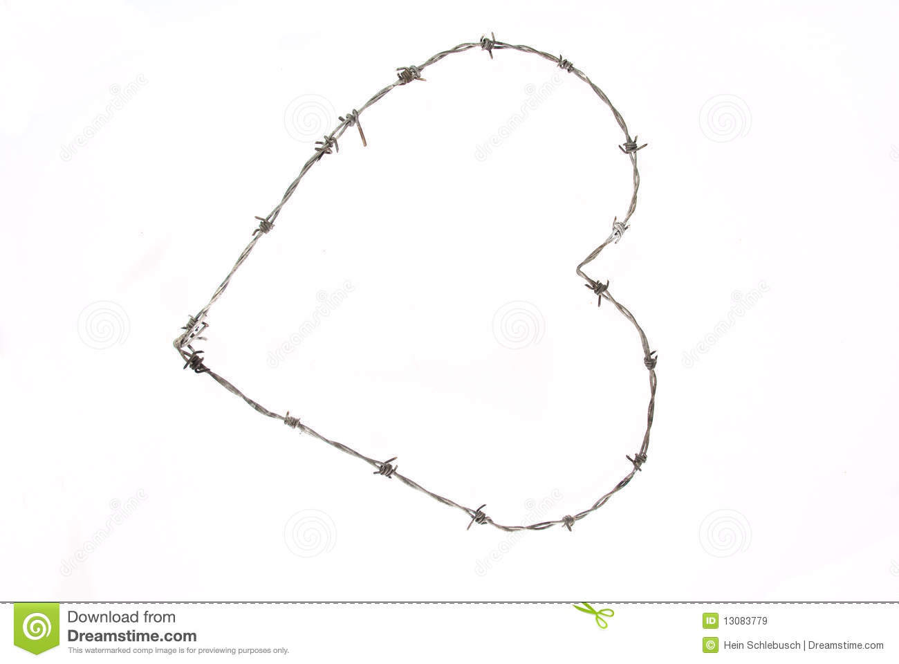 Heart Shape Made From Barbed Wire Isolated On A White Background 