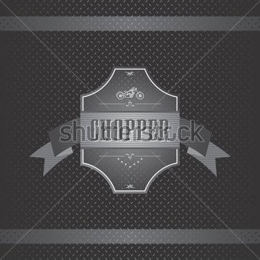 Iron Metal Theme Chopper Motorcycle Old Style Label Stock Vector