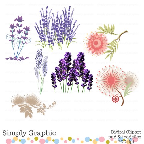 Lavender Wedding Bouquet Plant Purple Flower Clipart Digital C145