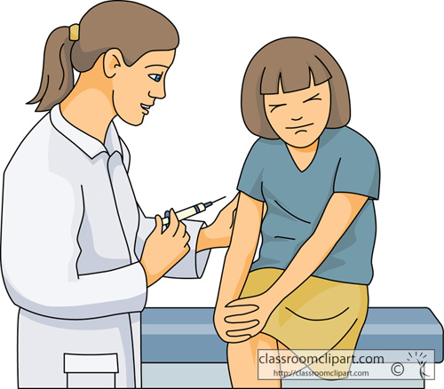 Medical   Child Getting A Flu Shot Girl   Classroom Clipart