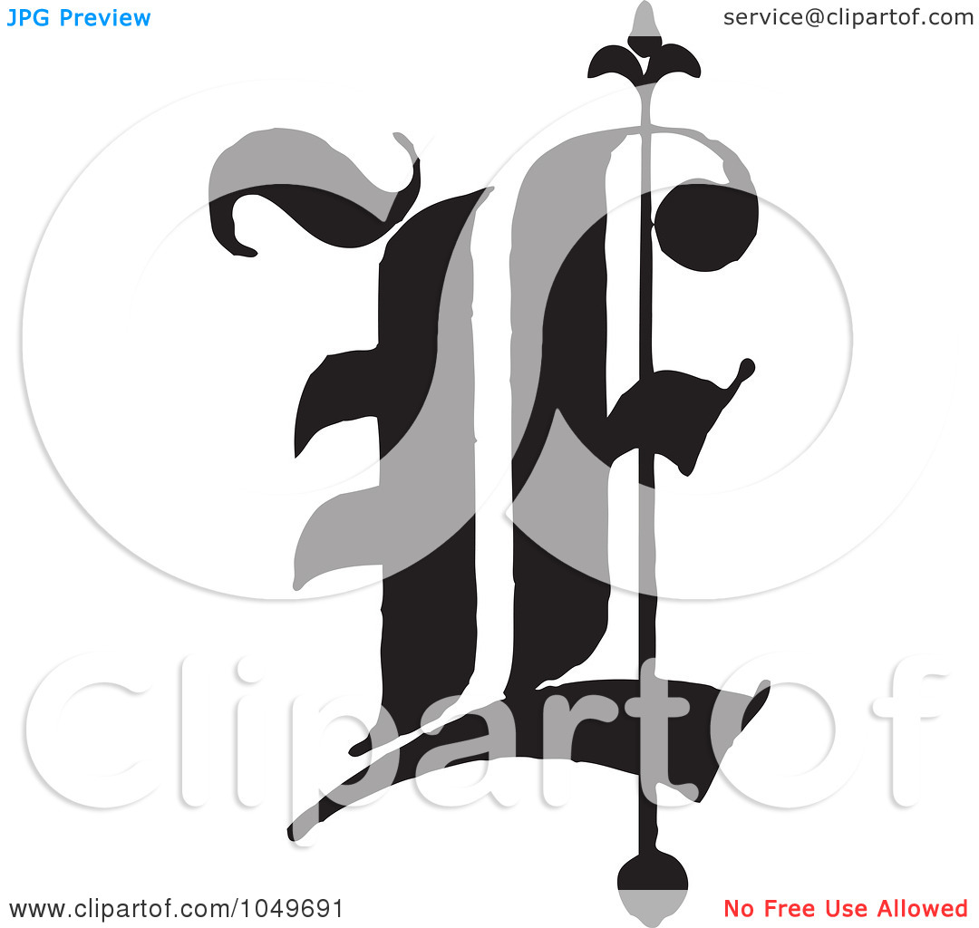 Of A Black And White Old English Abc Letter E By Bestvector  1049691