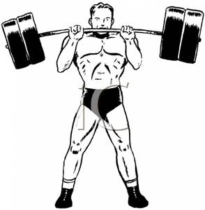 Of A Powerlifter Lifting Weights   Royalty Free Clipart Picture