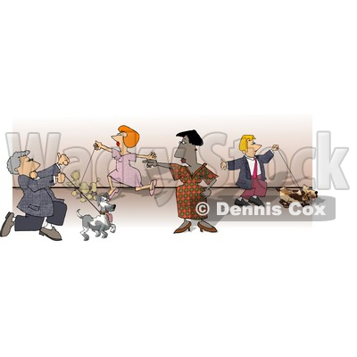People Walking Their Dogs At A Dog Show Clipart Picture   Djart  5964
