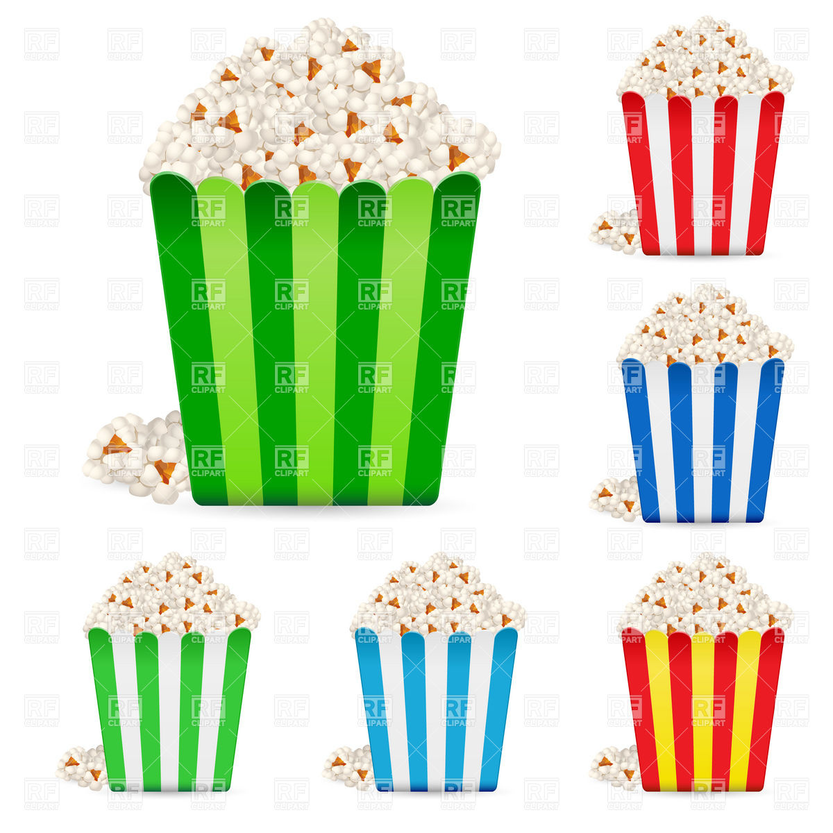 Popcorn In Multi Colored Stripy Packages Download Royalty Free Vector    