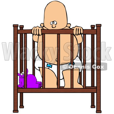 Royalty Free  Rf  Clipart Illustration Of A Baby In A Diaper Standing