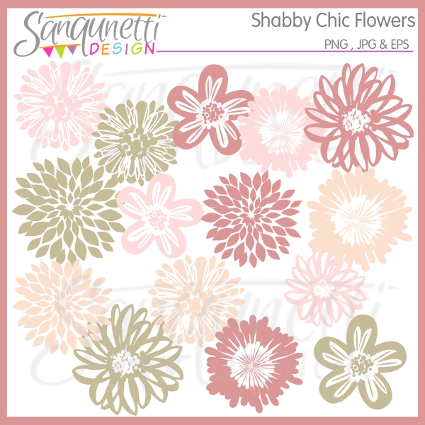 Sanqunetti Design  Shabby Chic Flowers Clipart