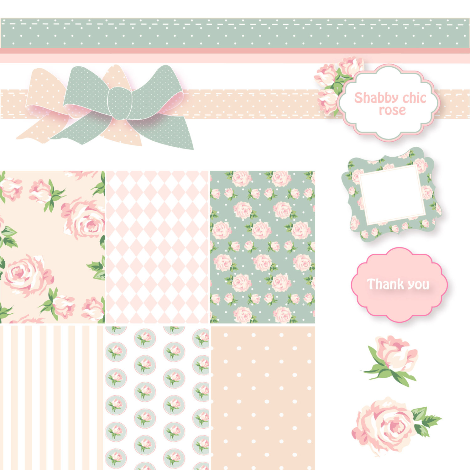 Shabby Chic Digital Scrapbook Paper Pack Pink And By Angelinaworks