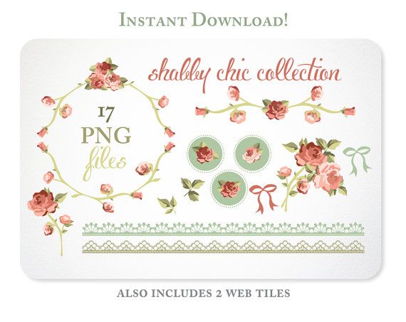 Shabby Chic Roses Digital Clipart For By Kellyjsorenson On Etsy  2 50