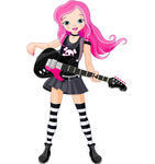 Star Girl Playing Guitar Cool Rock Star Girl Playing Guitar