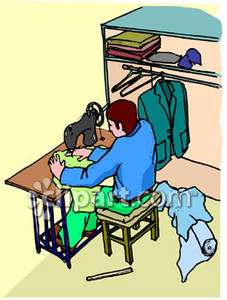 Tailor Using Sewing Machine   Royalty Free Clipart Picture