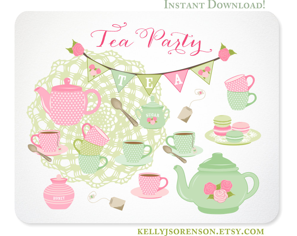 Tea Party Clipart Shabby Chic Doily Bunting By Kellyjsorenson