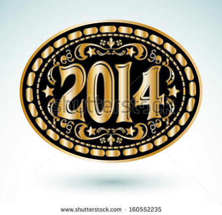 2014 New Year Cowboy Belt Buckle Design   Stock Vector