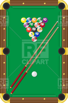Billiard Table Balls And Cue   Top View Download Royalty Free Vector